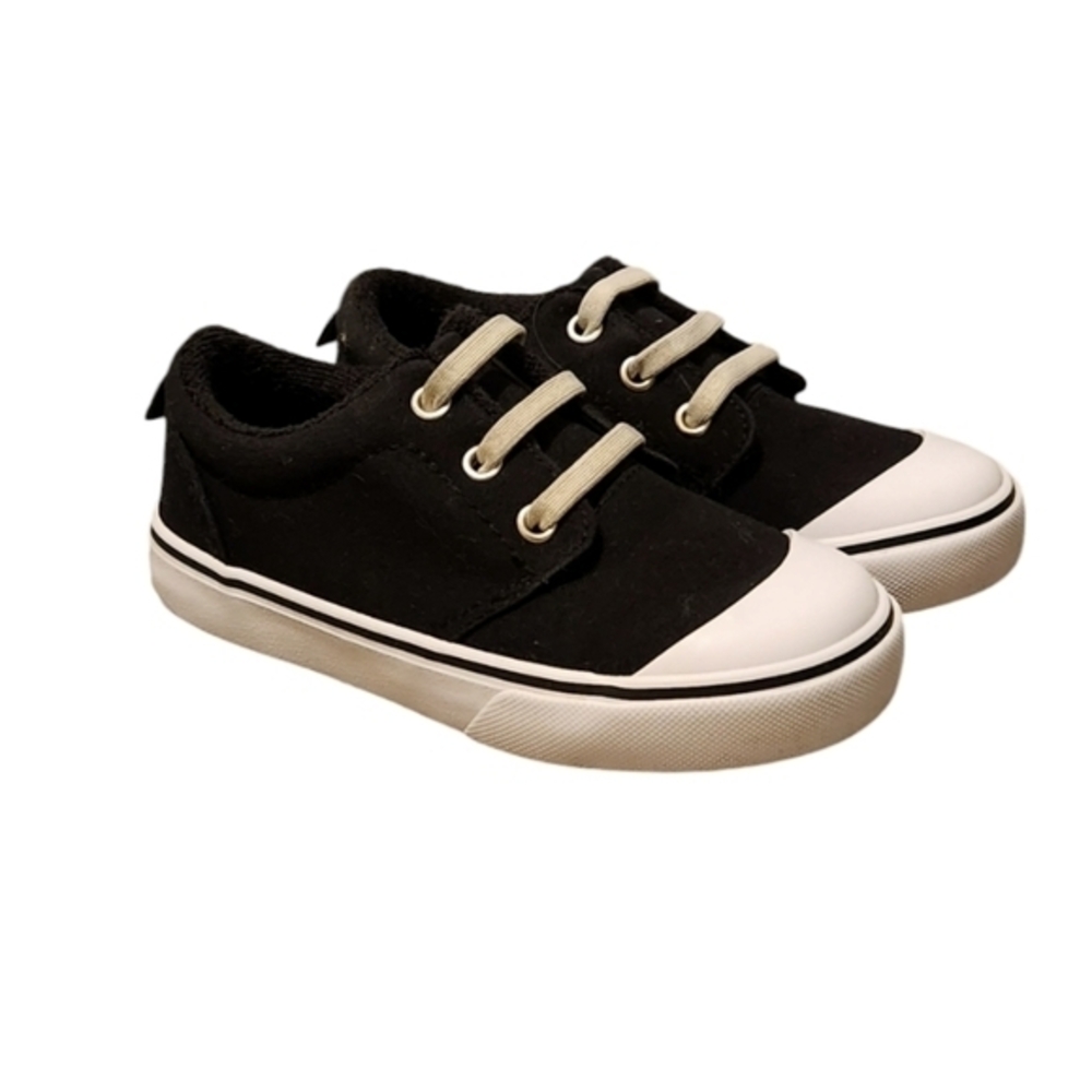 Wonder Nation Toddlers Elastic Lace-Up Sneaker Size 9 Black and White‎ Unisex